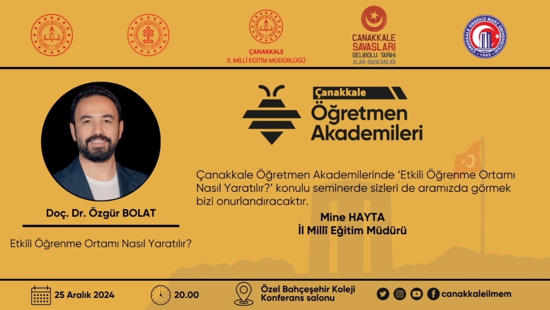 ÖĞRETMEN AKADEMİLERİNİN BU HAFTAKİ KONUĞU DOÇ. DR. ÖZGÜR BOLAT